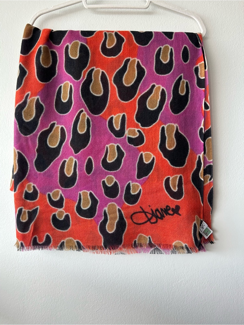 Vintage Diane Von Furstenberg Cashmere Leopard-Print Scarf